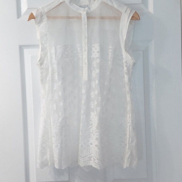 Cabi Prudence Lace Sleveless Top Ivory Size Medium - Picture 2 of 6